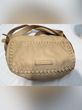 Lucky Brand Tan Leather Shoulder Bag with Whipstitch Trim